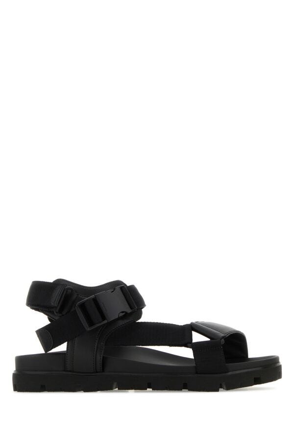 Prada Man Black Nylon And Leather Sandals