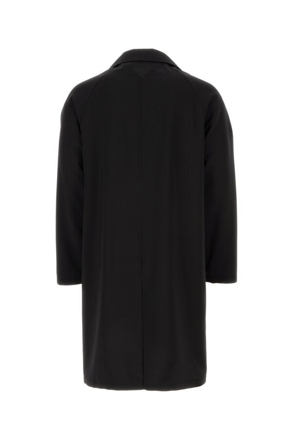 Prada Man Black Wool Blend Overcoat