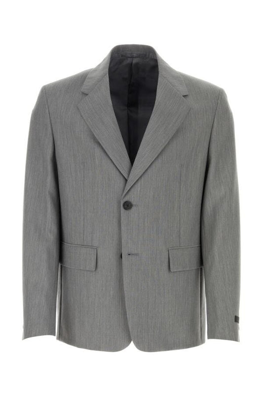 Prada Man Melange Grey Wool Blend Blazer