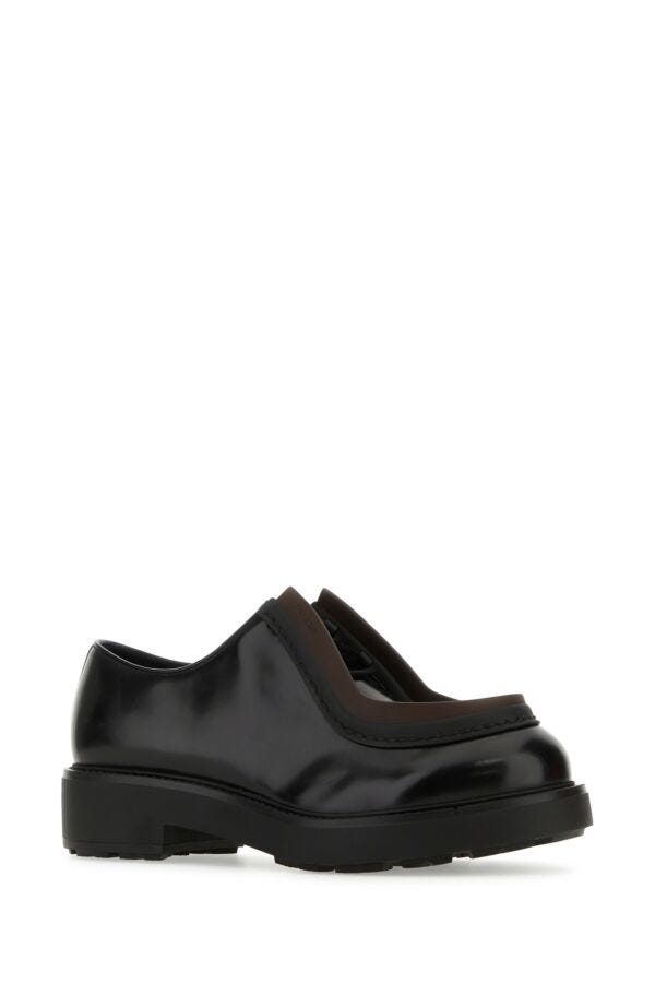 Prada Man Black Leather Diapason Lace-Up Shoes