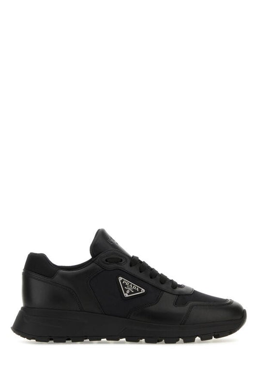 Prada Man Black Re-Nylon And Leather Sneakers