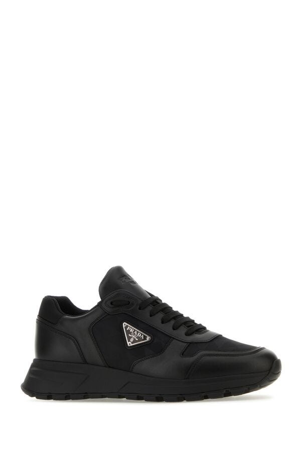 Prada Man Black Re-Nylon And Leather Sneakers