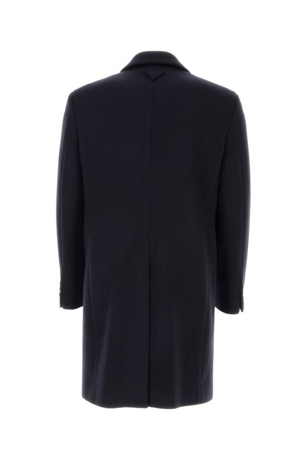 Prada Man Navy Blue Wool Blend Coat