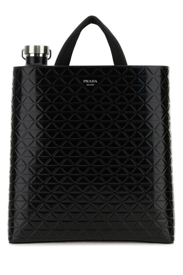 Prada Man Black Leather Shopping Bag