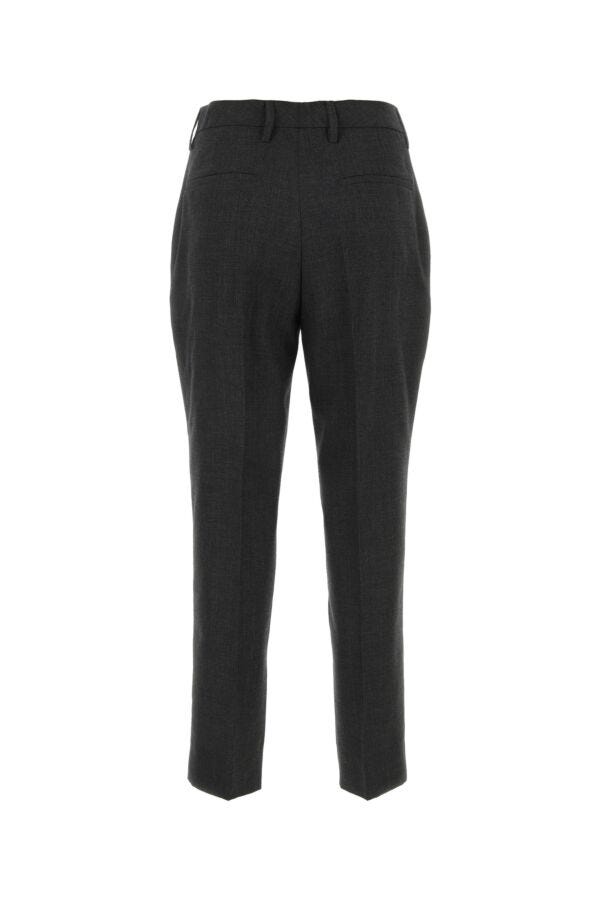 Prada Woman Melange Graphite Wool Pant