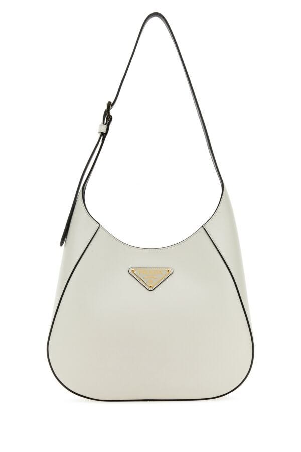 Prada Woman White Leather Shoulder Bag