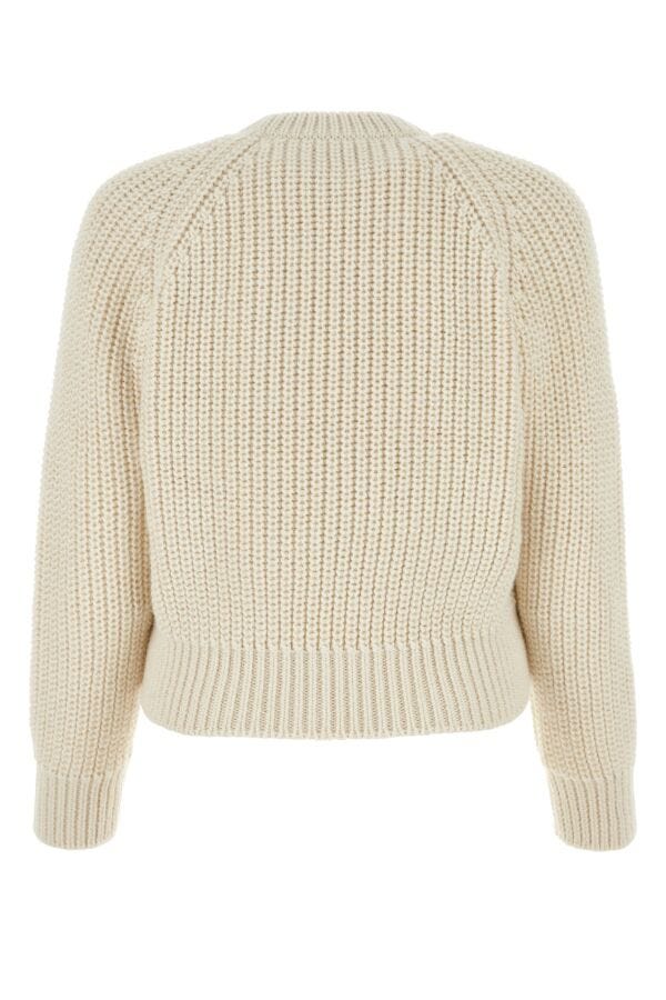 Prada Woman Ivory Shearling And Alpaca Sweater