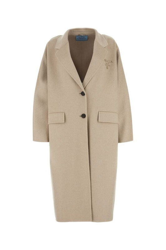 Prada Woman Sand Cashmere Oversize Coat