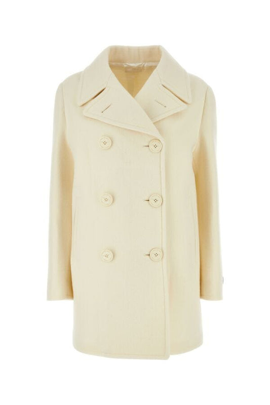 Prada Woman Ivory Wool Blend Coat