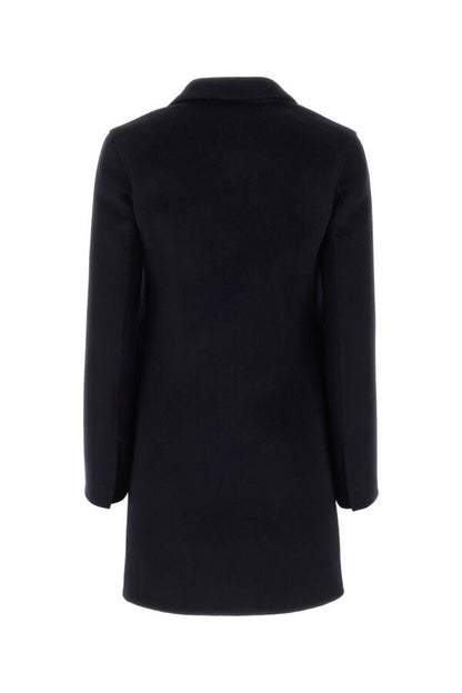 Prada Woman Midnight Blue Wool Blend Coat