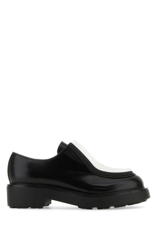 Prada Woman Black Leather Lace-Up Shoes