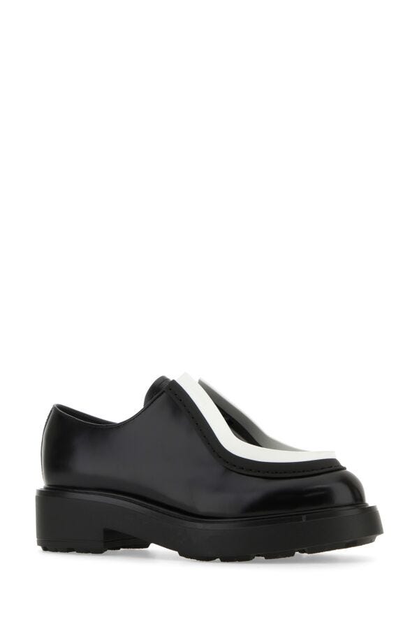 Prada Woman Black Leather Lace-Up Shoes