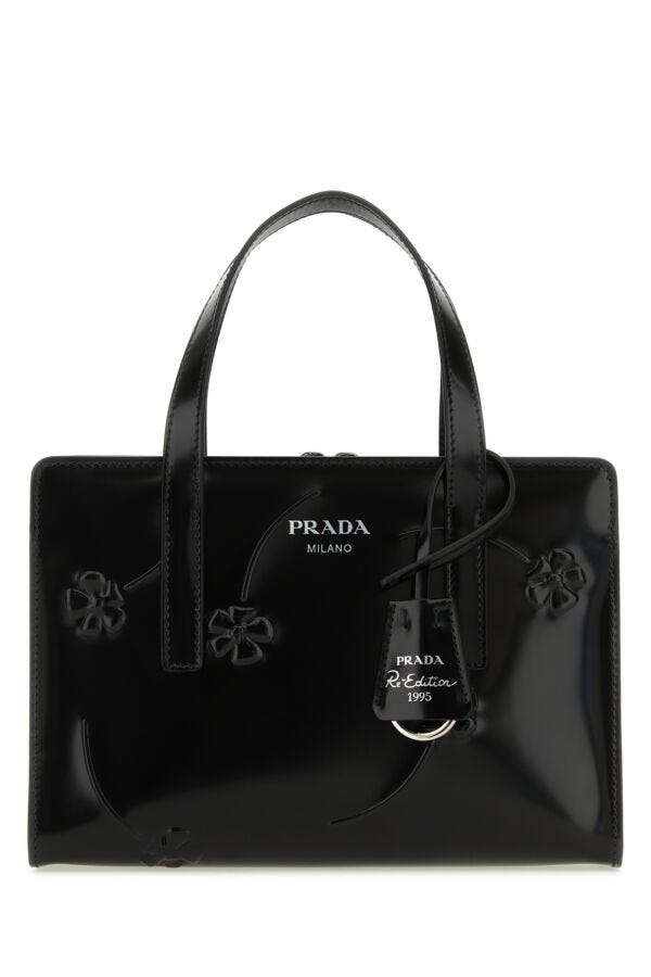 Prada Woman Black Leather Re-Edition 1995 Handbag