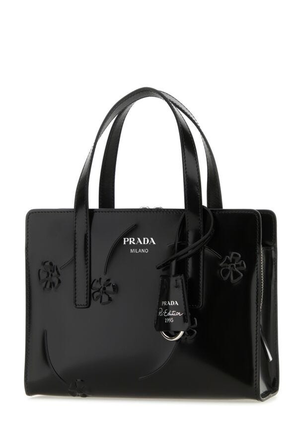 Prada Woman Black Leather Re-Edition 1995 Handbag