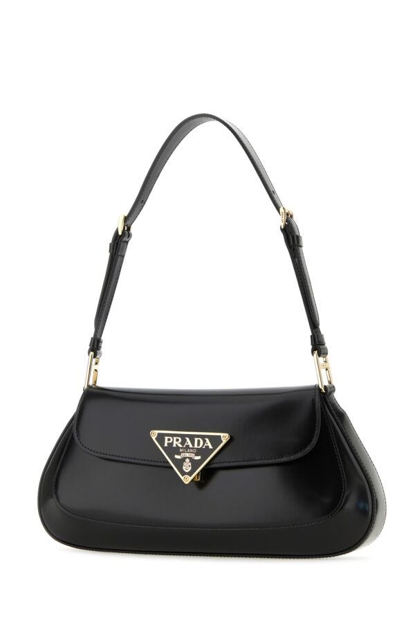 Prada Woman Black Leather Shoulder Bag