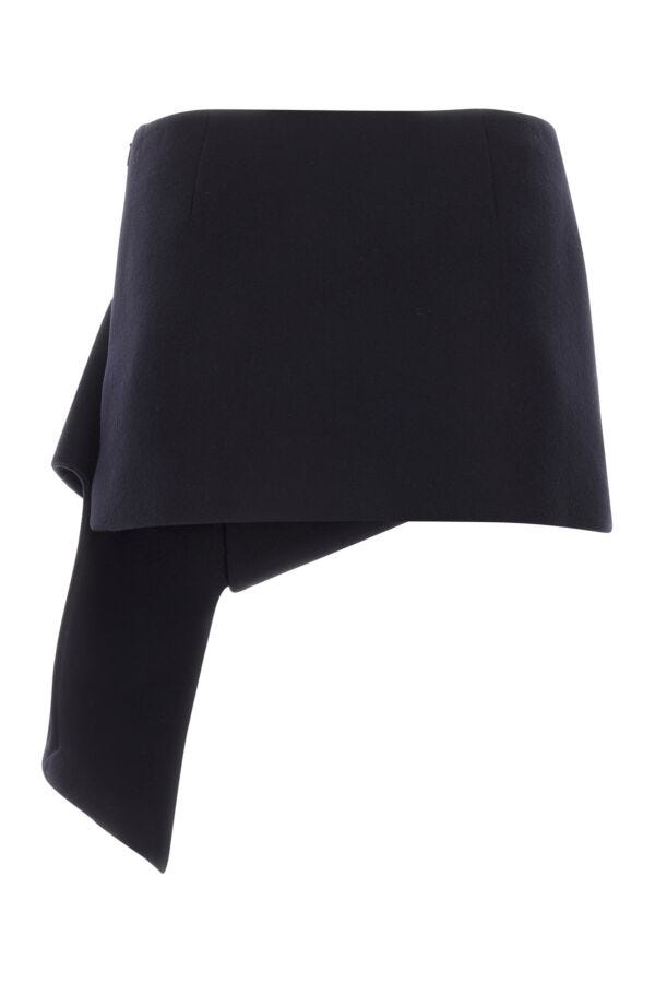 Prada Woman Midnight Blue Wool Blend Mini Skirt