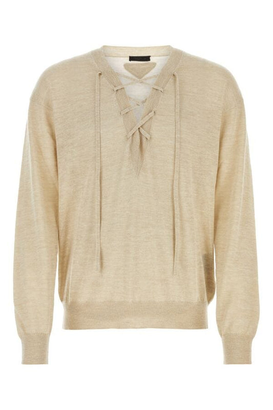 Prada Man Sand Cashmere Blend Sweater