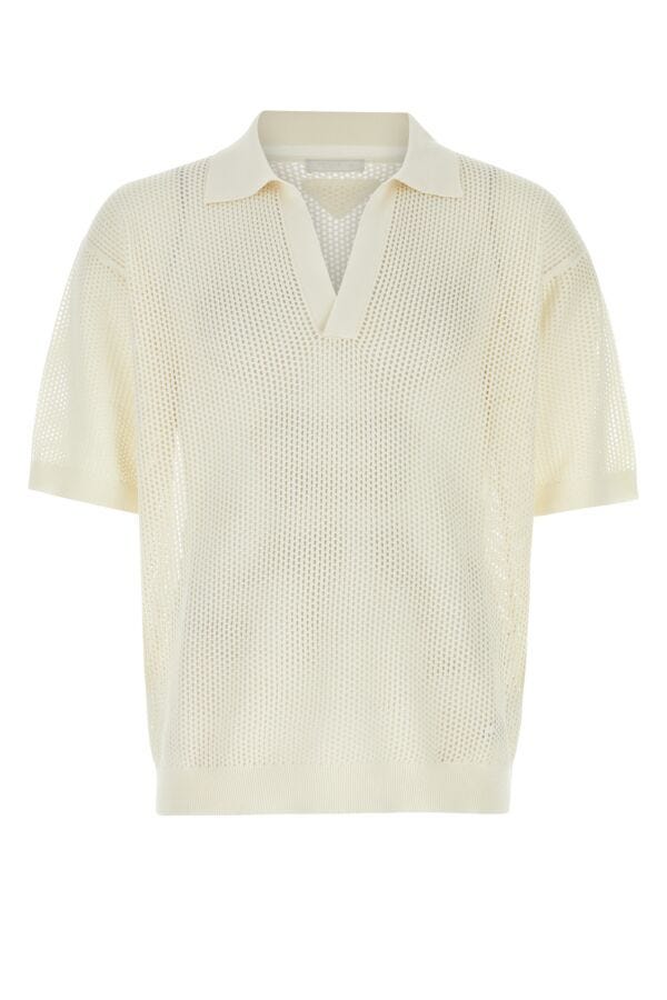 Prada Man Ivory Silk Blend Polo Shirt