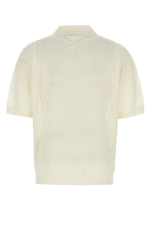 Prada Man Ivory Silk Blend Polo Shirt