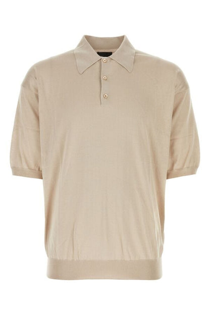 Prada Man Sand Silk Polo Shirt