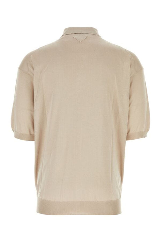 Prada Man Sand Silk Polo Shirt