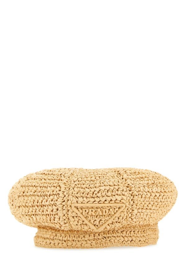 Prada Woman Beige Rafia Baker Boy Hat