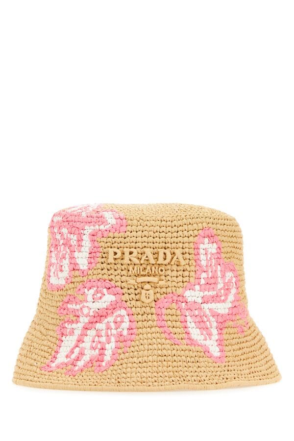 Prada Woman Raffia Bucket Hat