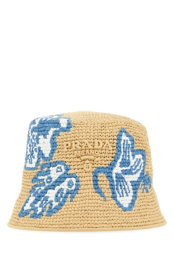 Prada Woman Raffia Bucket Hat