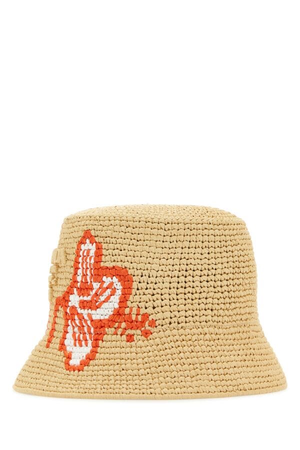 Prada Woman Raffia Bucket Hat