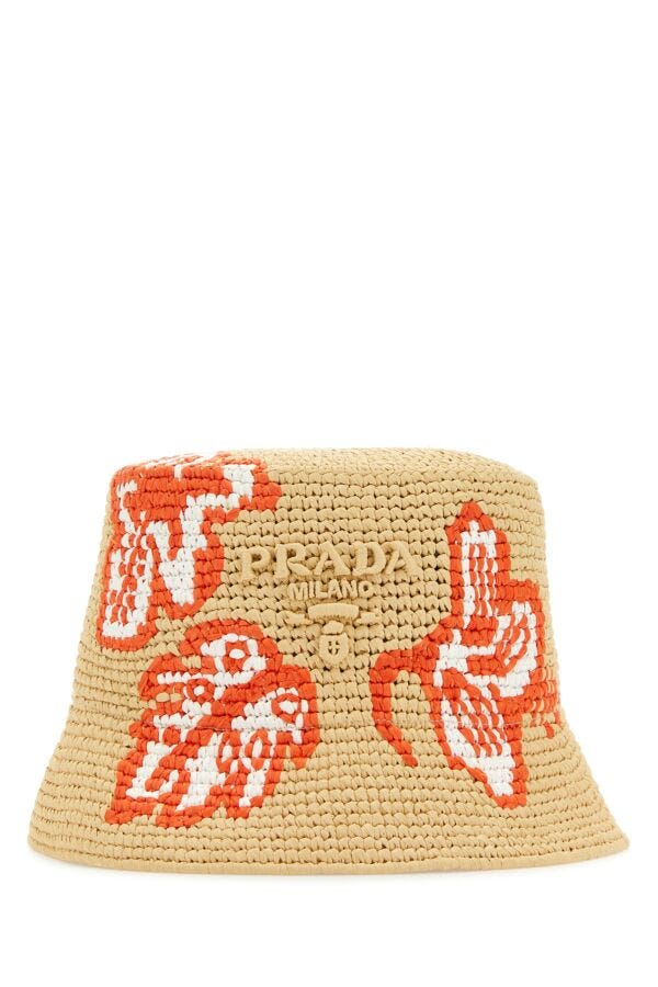 Prada Woman Raffia Bucket Hat