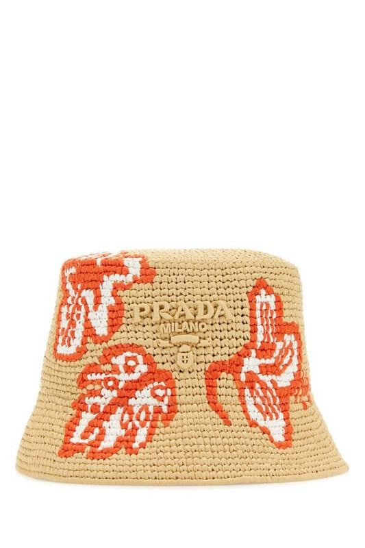 Prada Woman Raffia Bucket Hat