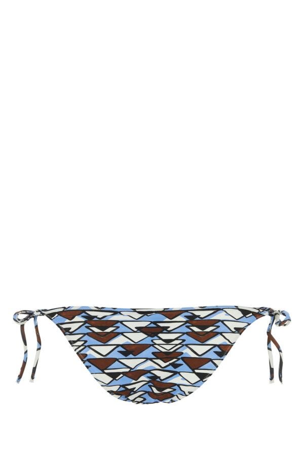 Prada Woman Printed Stretch Nylon Bikini Bottom