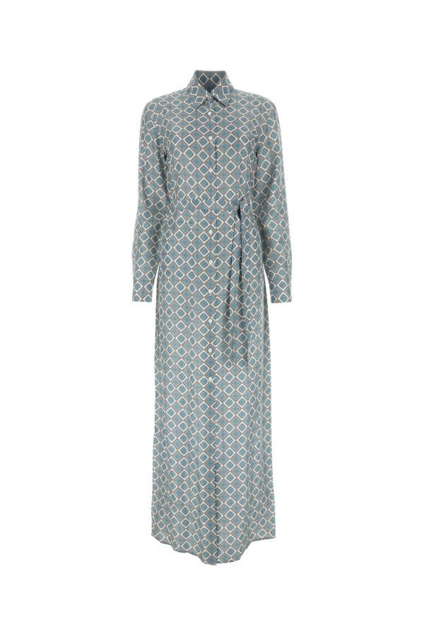 Prada Women Printed Silk Shirt Dress