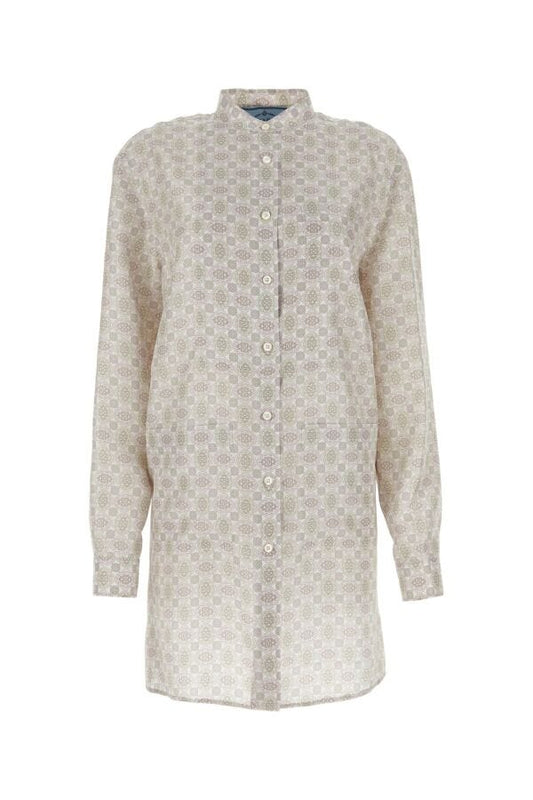 Prada Woman Printed Silk Shirt Dress