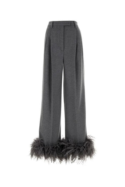 Prada Woman Grey Cashmere Wide-Leg Pant