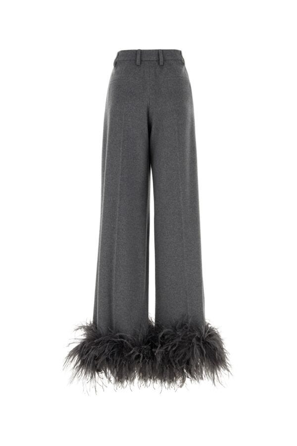 Prada Woman Grey Cashmere Wide-Leg Pant