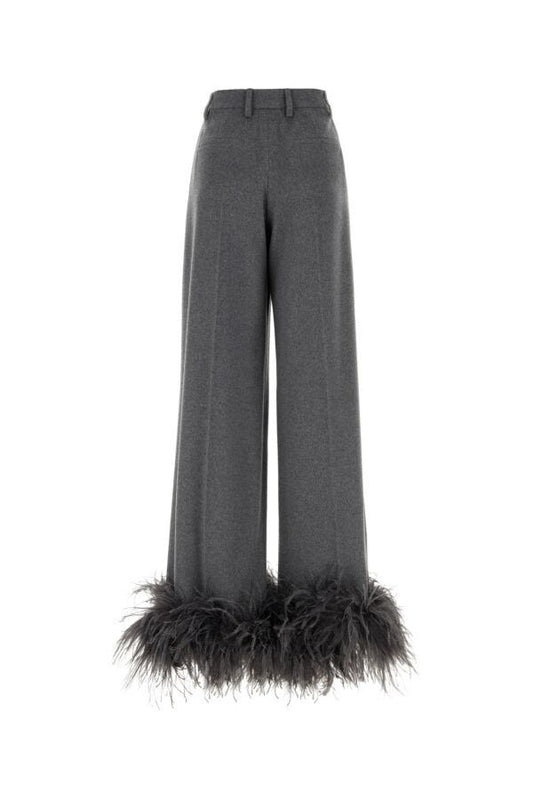 Prada Woman Grey Cashmere Wide-Leg Pant