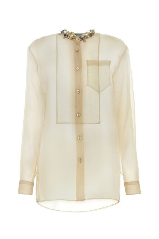 Prada Woman Sand Silk Shirt