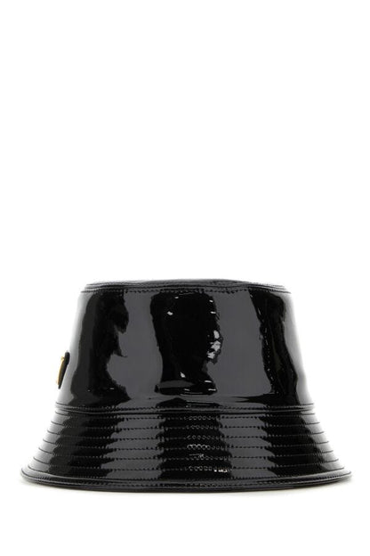 Prada Woman Black Leather Bucket Hat