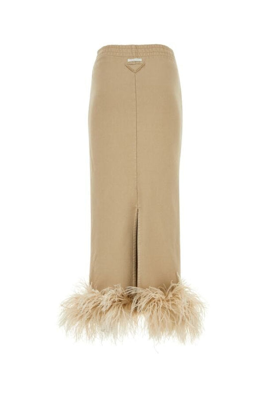 Prada Woman Beige Cotton Skirt