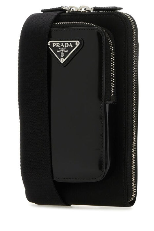 Prada Man Black Nylon And Leather Phone Case