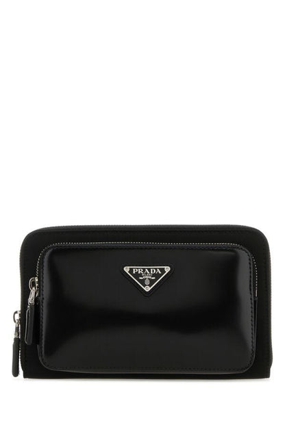 Prada Man Black Leather And Re-Nylon Belt Bag