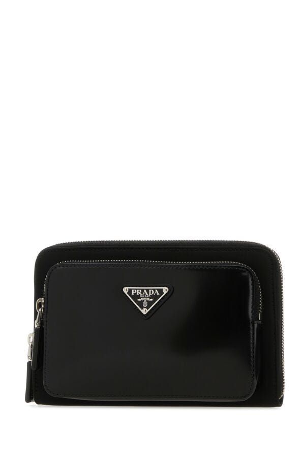 Prada Man Black Leather And Re-Nylon Belt Bag