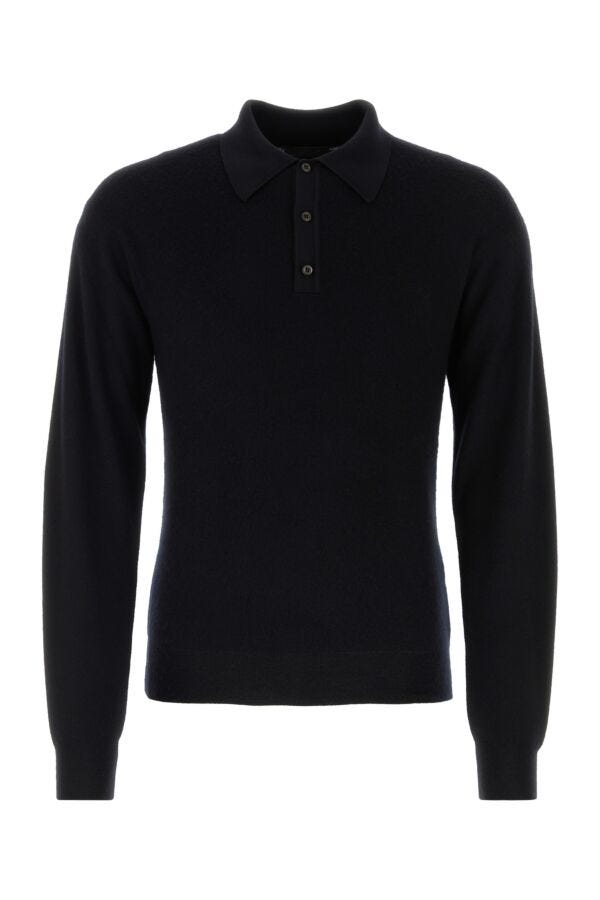 Prada Man Black Cashmere Blend Polo Shirt