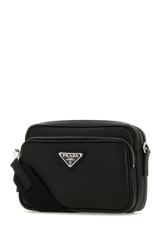 Prada Man Black Leather Crossbody Bag