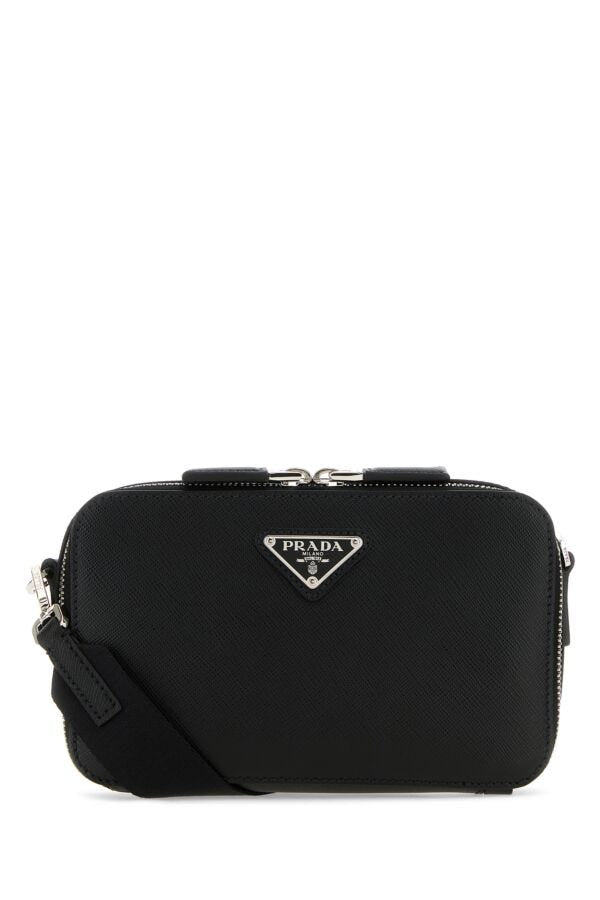 Prada Man Black Leather Brique Crossbody Bag