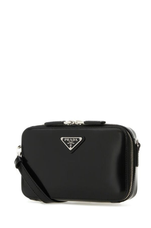 Prada Man Black Leather Brique Crossbody Bag