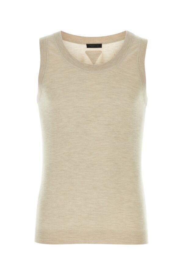 Prada Man Melange Sand Cashmere Tank Top