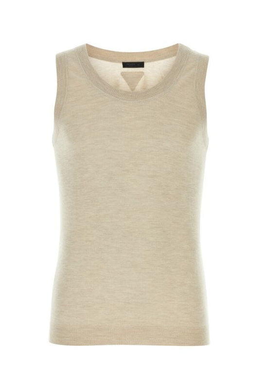 Prada Man Melange Sand Cashmere Tank Top