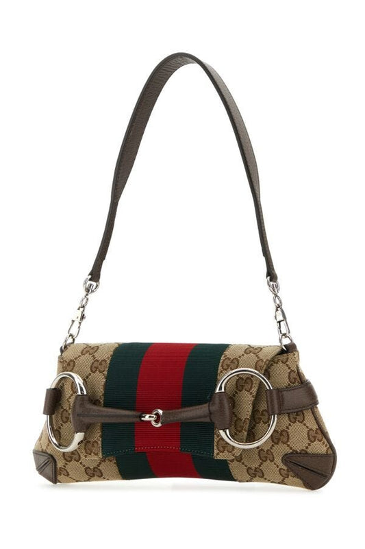 Gucci Woman Original Gg Fabric Small Gucci Horsebit Chain Shoulder Bag